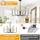 Black And Gold Six Light Farmhouse Chandelier For Dining Room