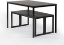 Espresso Textured Metal Frame Dining Table Benches