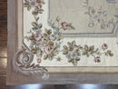 Aubusson Needlepoint Rug 9x12, VIntage Handmade Wool Beige Floral European Elegant Rug 9 x 12, Floral Roses