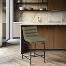 Olive Green Vegan Leather Counter Stool With Black Frame