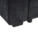Modern L-Shaped Sectional Sofa with Chenille Upholstery and Wooden Storage, Black