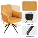360° Swivel Home Office Desk Chairs Set of 2,Modern Dining Chairs with Arm, Upholstered Bedroom Chairs with Metal Base,Makeup Chair for Vanity, for Living Room, Bedroom,Study Room,Dining Room(Orange)