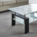 Artisan Center Coffee Table, Tempered Glass Top Stainless Steel Legs for Living Room, Black