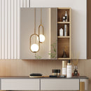 Natural Wood Grain Multi-Function Mirror Cabinet - Clear Mirror and Storage Space. MDF material mirror cabinet,a separate wall mounted bathroom mirror for storage and space saving.