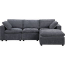 Modular Sectional Sofa, Convertible Sofa Couch, Modular Sectionals with Ottomans, 4Seat Sofa Couch with Reversible Chaise for Living Room. Chenille Grey