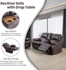 Manual Recliner Sofa Set Brown Three Piece Living Room Furniture