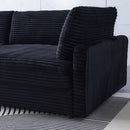 112-inch black corduroy sofa: two throw pillows, four backrests, opening up a new style for the living room's casual area
