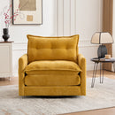 UNITED WE WIN Swivel Barrel Chair - Mid Century Modern Chair, Thick Padded Arm Chair with Solid Metal Base, Comfortable Single Sofa Chair, Swivel Accent Chair for Living Room Bedroom
