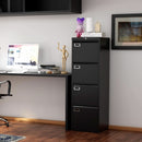 Lockable 4 Drawer Vertical File Cabinet Black Metal For Home Office