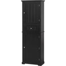 Tall Bathroom Storage Cabinet, Freestanding Storage Cabinet with Drawer and Adjustable Shelf, MDF Board with Painted Finish, Black
