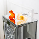UK Style Crushed Diamond Floating Silver Mirrored Wine Bottle Holder MDF Glass