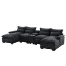 123*55'Modern U-shaped Sectional Sofa with Console,Cup Holders and USB Charger,6 Seat Upholstered Symmetrical Indoor Furniture,Comfy Chenille Cloud Couch with Chaise for Living Room,Apartment,5 Colors