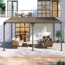 Outdoor Wall-Mounted Gazebo with Sloped Roof Design, UV Protection, and Durable Iron Frame, 14.76x9.22 FT, Gray