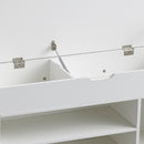 39'Shoe Storage Bench, Entryway Bench with Lift Top Storage Box, Metal and Board Bench for Entryway, Two Tier Shoe Rack Organizer for Entryway, Bedroom, Hallway, Industrial,  white