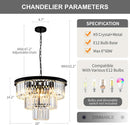 8 Light Black Crystal Chandelier Elegant Dining Fixture