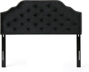 Contemporary Black Velvet Headboard with Button Tufted Design