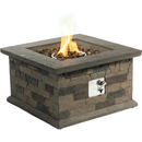 Outdoor Propane Fire Pit Table 28-inch Imitation Stone Square Concrete Propane Fire Pit with Lava Rocks and Rain Cover 40,000 BTU Gas Smokeless Fire Pit for Outside Patio,Garden,Deck,Backyard