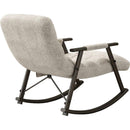Casual folding rocking chair upholstered, lounge rocking chair adjustable high back and foot rest,side pockets placed in living room bedroom balcony