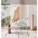 Folding blue-green Chair Transparent Chairs-Ghost Stackable Crystal Folding Chair-PC Plastic Living Room Seat-Chrome Frame and Foldable Acrylic Chair fo Blue-green