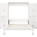 Full Size Murphy Bed with 2 Side Cabinet Storage Shelves, 61.5-inch Cabinet Bed Folding Wall Bed with Desk Combo Perfect for Guest Room, Study, Office,White(old sku:BS7013008109C)
