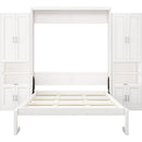Queen Size Murphy Bed with 2 Side Cabinet Storage Shelves, 68-inch Cabinet Bed Folding Wall Bed with Desk Combo Perfect for Guest Room, Study, Office,White(old sku:BS7013008104C)