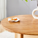 Table and chair set, ancient style solid wood dining table, imitation rattan table legs, beautiful simple solid wood dining chairation
