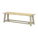 Farmhouse Modern Solid Wood Rattan Bench - 59 Inch Indoor & Covered Outdoor Bench Champagne Finish Multi-Functional Design