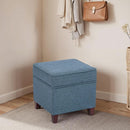 Seventeen Inch Electric Blue Storage Ottoman Hinged Lid