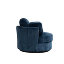Oversized 360 Degreed Swivel Accent Chair Modern Soft Plush Corduroy Round Barrel Chair for Living Room Bedroom with Pillows, Blue