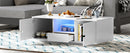 U-Can Modern High Glossy Rectangle Coffee Table, Stylish Center Table with Storage Space, Accent Furniture with 16 Color LED Lights for Living Room