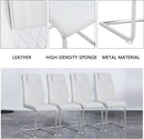 White Faux Leather Dining Chairs Four Pack Chrome Finish