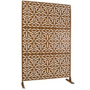 Outdoor & Indoor Privacy Screen Metal Privacy Screen 76' H×48' W, Freestanding Decorative Privacy Screen for Deck Balcony Patio, Privacy Fence Panels for Outside Lawn Garden PS115 BROWN
