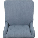Vienna Contemporary Fabric Tufted Wingback 31 Inch Counter Stools, Set of 2, Light Blue and Natural