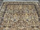 Pretty Indo Persian Rug 6x9, Allover Floral Motif with Birds, Tan/Cream, Very Fine Oriental Carpet, Hand Knotted Vintage Indian Wool Rug