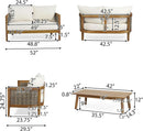 Burchett Outdoor 4 Piece Chat Set Acacia Wood And Wicker Teak Brown Beige