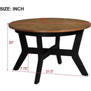 32inch Wood Round Coffee Table for Living Room,Mid Century Farmhouse Circle Wooden Coffee Tables for Apartment, Easy Assembly,Black and Walnut Top