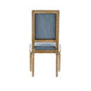 Vintage Inspired French Country Dining Chairs Set of 4 with Cane Backrest & Upholstered Seats, Solid Rubberwood, Slate Blue