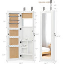 Jewelry Armoire Organizer With Full Length Mirror, Wall Mounted Lockable Cabinet With LED Light