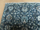 5' 6" X 8' Vintage Handmade Pakistani Floral Oriental Wool Rug Black Dark Grey