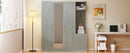4-Door Wardrobe with Shelves, Drawers, and Full-Length Mirror, Gray