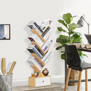 8 Tier Tree Bookshelf With Drawer Natural Wood Bookcase