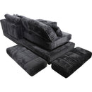 105' Oversized Sectional Sofa Cloud Couch for Living Room, Modern stripe L Shaped Couch, Comfy Boucle Modular Sofa Sleeper with Moveable Ottoman (Gery)