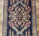 Antique Persian Kerman Rug 2.8 x 4, Navy Blue, Floral