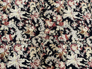 Wool Needlepoint Rug 9x12, William Morris Vintage Chinese Needlepoint Carpet 9 x 12, Handwoven, Allover Floral Area Rug, Black Light Green