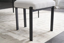 Modern Dining Room Chairs Set of 2, Mid-Century Upholstered Boucle Kitchen Dining Chairs with Black Metal Legs