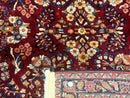 Antique Persian Sarouk Rug 4x6, Floral, Red, Wool Hand Knotted Fine 225 KPSI