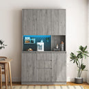 74' Kitchen Pantry Cabinet with Charging Station,Freestanding Buffet Cupboards Sideboard with Drawer,with LED Lights,Modern Pantry Cabinet with Microwave Stand for Kitchen,Living Room,Dinning Room