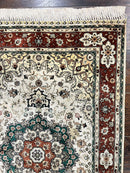 Silk Turkish Kayseri Rug 2.7 x 4, Floral Medallion, Fine Oriental Carpet, Small Vintage Rug, Silk Pile on Silk Foundation, Hand Knotted