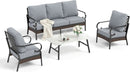 Grey 4 Piece Patio Furniture Set With Cushioned Chairs