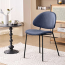 Set of 4 Upholstered PU Leather Dining Chairs Mid-Century Modern Dining Chairs with Curved Backrest for Dining Room Kitchen (Blue)